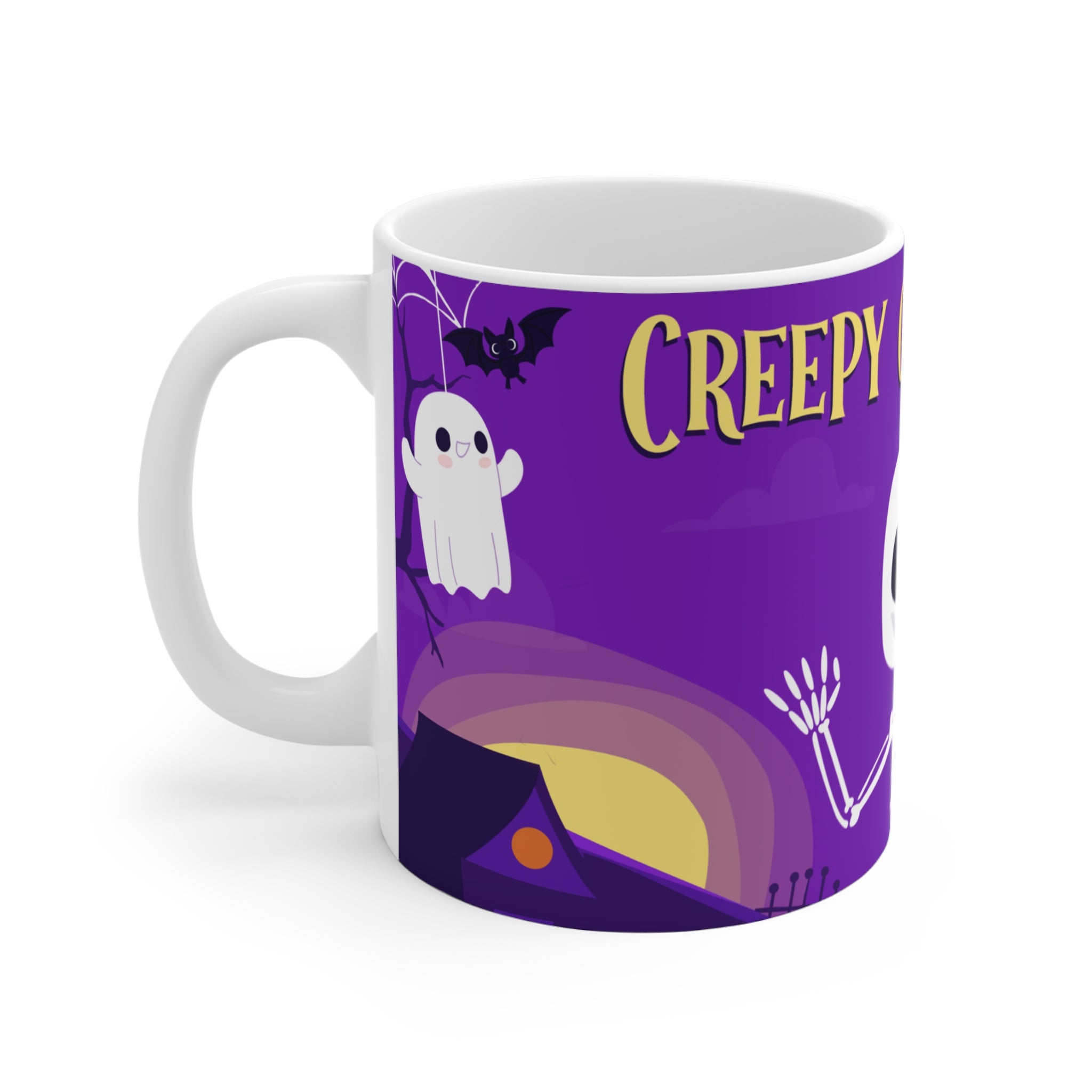 Creepy Graveyard with Halloween Skeleton | Mug